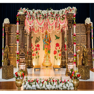 Conjunto de Mandap Manavarai para bodas tradicionales del sur de la India, diseño tradicional de Gajalakshmi, Mandapam de lujo, conjunto de Mandaps Balaji. - Product Image 1