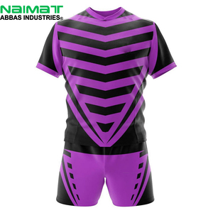 Naimat Abbas Industries ชุดเสื้อเจอร์ซีย์ฟุตบอลเข้ารูปทรงเรขาคณิตสีดำสีม่วงสำหรับผู้ชาย - Product Image 1