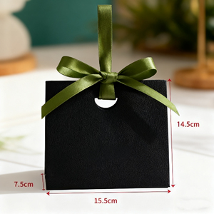 Boîte de rangement carrée de luxe trois-en-un avec logo personnalisé, design personnalisé, collier, bague, boucles d'oreilles, bijoux, sac en carton avec ruban, sac à main coulissant - Product Image 5