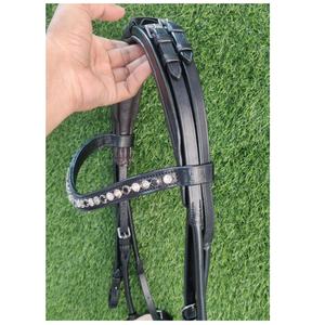 <b>Black</b> Leather Round Horse Bridle Brown <b>Patent</b> Noseband Design Leather Bridle English Horse Bridle - Product Image 4