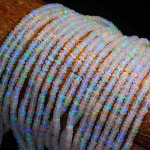 Ethiopian <b>Opal</b> Smooth Rondelle Beads Natural Ethiopian <b>Opal</b> Multi Fire <b>Opal</b> Beads for Jewelry Making - Product Image 1