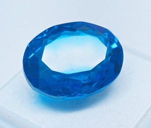 Topaze bleue naturelle certifiée, taille ovale, facettée, pierre précieuse en vrac, clarté VVS, pour la fabrication de bijoux, vente en gros - Product Image 2