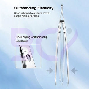 Pince à épiler en acier inoxydable, pointe fine et coudée, avec étui de voyage en cuir pour hommes et femmes - Product Image 5