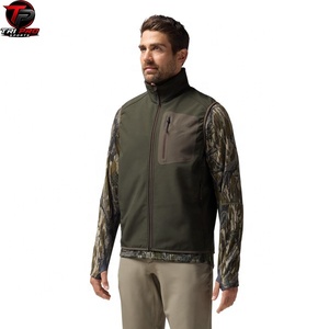 Chaleco Utilitario Softshell Verde para Hombre, Cuello Alto, Cierre Completo, Bolsillo con Cremallera en el Pecho, para Caza, Pesca y Senderismo - Product Image 2