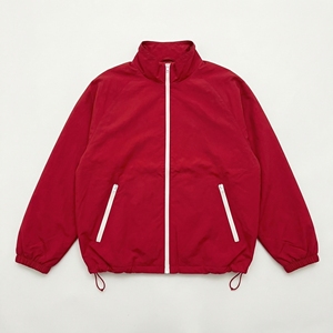 Red <b>Zip</b>‑Front Track Jacket — Lightweight Unisex Windbreaker with White Contrast Zippers & Adjustable Hem | OEM/ODM Private Label - Product Image 1
