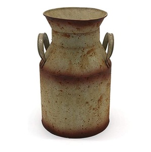 Top Selling Farmhouse Rustic Flower Vase Vintage <b>Galvanized</b> Metal Milk Can Decorative for Home Decor Customizable Size - Product Image 1