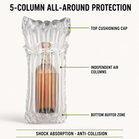 Sac à colonnes d'air AIR-DFLY en forme de Q, 5 colonnes, 22 cm, 55 microns, PA PE, emballage protecteur gonflable pour bouteilles cosmétiques, pour l'expédition