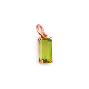Pendentif en pierre naturelle péridot de forme baguette, plaqué or rose, pour collier et boucles d'oreilles - Product Image 1