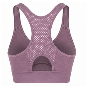 Women's Purple Racerback Sports Bra Medium Support Seamless Yoga Top Breathable Solid Color Active Wear Nofyan Ind Custom Bra - Product Image 5