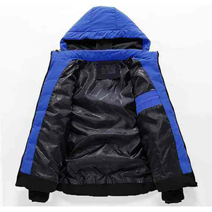 Veste matelassée à capuche pour homme, coupe-vent, décontractée, hiver, avec blocs de couleur, fermeture éclair, rembourrage épais en polyester, longueur standard - Product Image 3