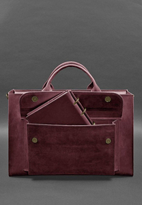 Porte-documents en cuir pour ordinateur portable, sac à bandoulière classique, protection pour usage professionnel, couleur bordeaux - Product Image 5