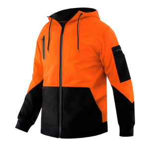 Sudadera con Capucha de Alta Visibilidad, Naranja y Negra, con Cierre Completo, Reflectante, Ropa de Trabajo de Seguridad, ANSI Clase 3 - Product Image 2