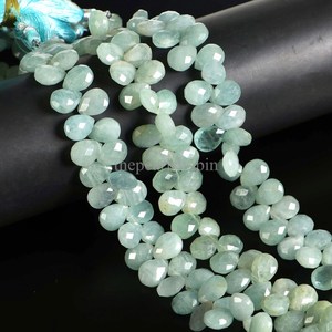 Cuentas facetadas de aguamarina natural en forma de pera de 8x11-9x12MM, hilo de cuentas de piedras preciosas de aguamarina briolette para la fabricación de joyas al por mayor. - Product Image 2