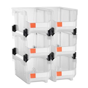 Set di 6 Contenitori Impilabili in Plastica 14,8 X 8,5 X 7,1 Pollici per Organizzazione e Stoccaggio nell'Armadio - Product Image 6