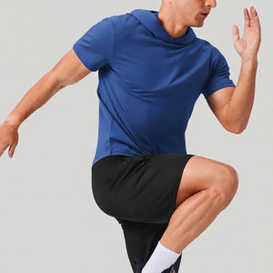 Slim Fit Men's Short Sleeve Training Hoodie Suitable For Bodu Building Powerlifting Gym Workout Home Exercise Wear Custom Hoodie - Product Image 3