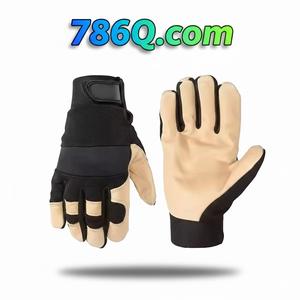 Guantes de cuero de piel de cerdo Guante de trabajo de cuero de alta destreza para hombre con ultra comodidad y ajuste elástico Guantes de seguridad de trabajo - Product Image 1