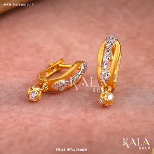Pendientes de Clip de Lujo en Oro de 18K Estilo Bali para Mujer, con Incrustaciones de Diamantes Brillantes, para un Look Étnico Moderno, Perfectos - Product Image 2