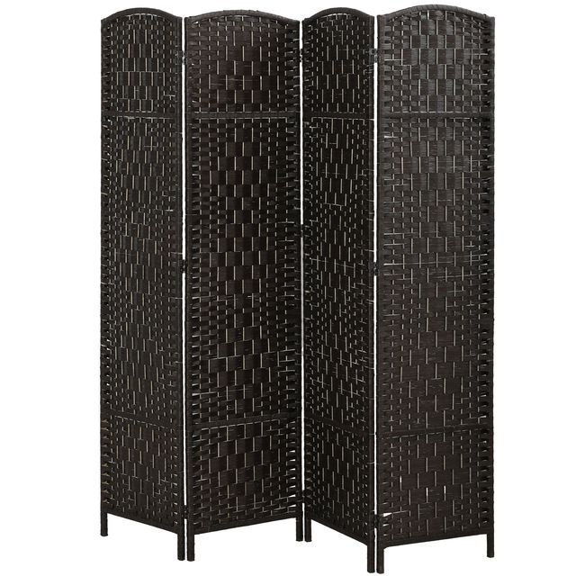 4-Panel Folding Privacy Screen 70.9\" Portable Weave Partition Wall Divider Room Divider for Bedroom & Coffee 70.9\" Tall