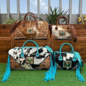 2025 mejor moda nuevo diseño almacenamiento manual personalizado deporte cuero de vaca pequeño y grande bolsas de viaje de lona conjunto combinado para mujer - Product Image 4