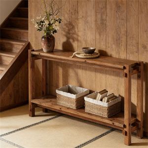 Solid Wood Farmhouse <b>Console</b> <b>Table</b> with <b>Storage</b> Easy to Install Entrance Sofa <b>Table</b> - Product Image 3