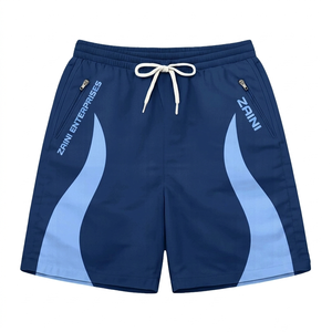 Pantalones Cortos Cortavientos Premium de Poliéster/Nylon de 160 g/m², Azul Marino/Azul Cielo, Paneles Curvos, Cierre con Cordón, Cintura Media, Casuales - Product Image 1