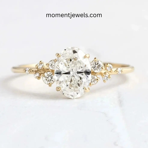 Anillo de Compromiso de Plata de Ley 925 con Circonita de Corte Ovalado, Anillo de Boda Chapado en Oro para Mujer - Product Image 3