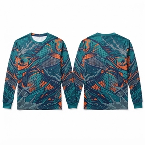 เสื้อตกปลาแขนยาวแบบยูนิเซ็กซ์ พิมพ์ลายปลาคาร์ฟด้วยเทคนิค Heat-Transfer ป้องกันแสงแดด UPF 50 ระบายอากาศได้ดี แห้งเร็ว ผลิตจากโพลีเอสเตอร์ สำหรับผู้ใหญ่ - Product Image 5