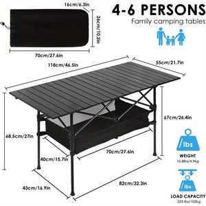 Tavolo Pieghevole con Base in Metallo Resistente e Borsa per il Trasporto, Leggero e Compatto per Spiaggia, Picnic, Barbecue, Terrazze e Uso Interno - Product Image 1