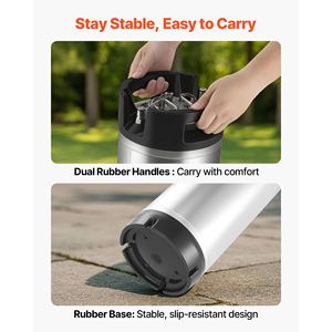 Fusto Corny da 5 Galloni con Chiusura a Sfera in Acciaio Inox SUS304 per Cold Brew, con Doppie Maniglie in Gomma e Fondo Rinforzato in Gomma per Attrezzature di Birrificazione - Product Image 6