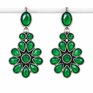 Pendientes de Plata Oxidada con Latón y Ónix, Diseño Floral Vintage para Mujer |   Joyería de Moda Étnica India Hecha a Mano - Product Image 5