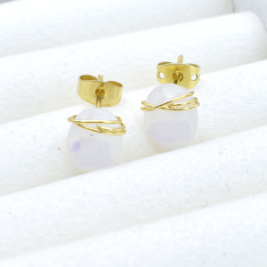 ต่างหูมูนสโตนทำมือ |   ลวดร้อยหินรูปไข่ |   เครื่องประดับ - Product Image 6