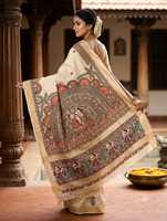 Eleganter Moderner Königlicher Klassiker Bodenlanger Reversibler Knitterfreier Allwetter-Damen-Bhagalpuri Desi Tasar Sari