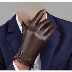 Men’s Sheepskin Leather Winter <b>Gloves</b> <b>Warm</b> Velvet Lined Full Finger Touchscreen <b>Gloves</b> Outdoor Cycling Driving <b>Gloves</b> - Product Image 5