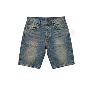 Custom Luxury Men Denim Shorts With Crystal Rhinestone Design Premium Garment Manufacturer Decorated Straight Leg Service - Product Image 1