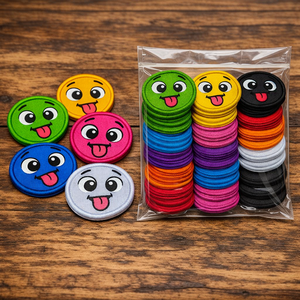 แพทช์ปักลายหน้ายิ้มการ์ตูน รีดติดหรือเย็บติด แพ็ค 100 ชิ้น สีละ 10 ชิ้น - Product Image 3