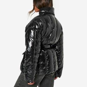 <b>Women</b> High Waist Winter Bubble Puffer <b>Jacket</b> Short Quilted Coat Long Sleeve <b>Zip</b> <b>Up</b> Casual Fashion Warm Outerwear 2026 - Product Image 2