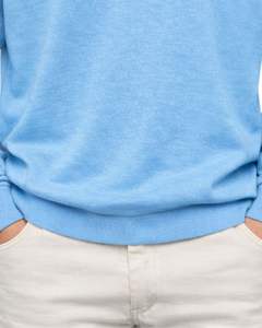 Sweat-shirt polo à manches longues pour homme, bleu ciel, décontracté, en mélange de coton, col pull, automne-hiver, vente en gros personnalisée - Product Image 6