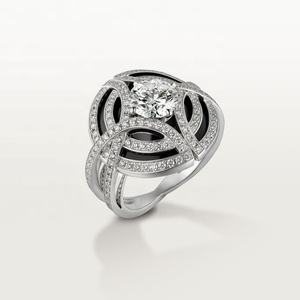 925 <b>Silver</b> IGI Certified Luxury Classic Style Fine <b>Rings</b> VVS Moissanite Diamond Halo Engagement Wedding <b>Ring</b> for Women <b>Men</b> - Product Image 1