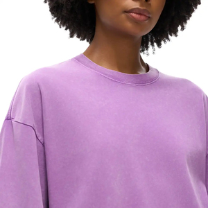 OEM/ODM Customized Print Logo Unisex Drop Shoulder Streetwear Blank Design Short Neck Women <b>T</b> Shirt 100%Cotton Jersey Acid Wash - Product Image 5