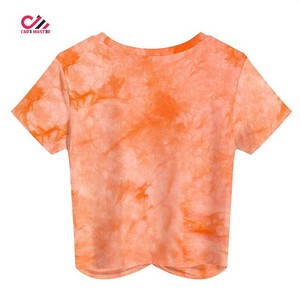 CARE MASTER Women <b>Tie</b> <b>Dye</b> Crop Top O-Neck Short Sleeve Knitted Casual <b>T</b>-<b>Shirt</b> Spring Summer Style - Product Image 5