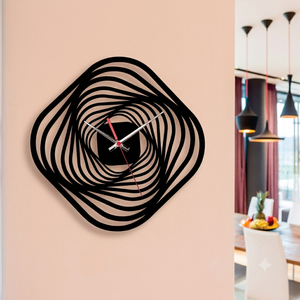 Horloge murale moderne de luxe en acrylique, silencieuse, design abstrait géométrique en spirale, créative, noire, décoration murale pour la maison et le bureau - Product Image 1