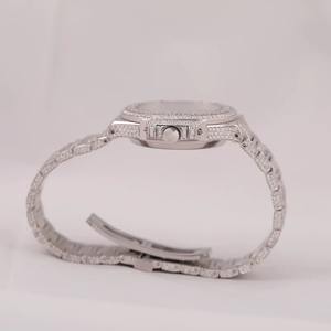 Reloj de Lujo de Acero Inoxidable con Incrustaciones de Moissanita y Diamantes Redondos, Estilo Hip Hop, para Hombre y Mujer, India - Product Image 3