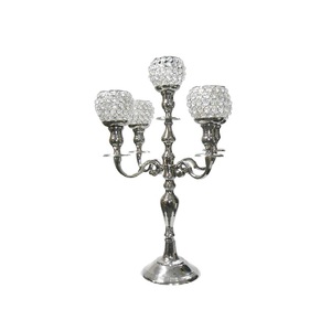Silver 5 arm crystal candelabra aluminium candle <b>holder</b> 24 inch candle stand decorative <b>candlestick</b> <b>holder</b> luxury wedding - Product Image 1