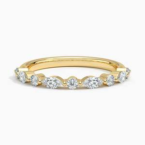 Bague de mariage unisexe en or massif 14 carats plaqué rhodium avec diamants de laboratoire marquise et ronds de 0,38 ct, bague d'anniversaire tendance à motifs alternés - Product Image 5