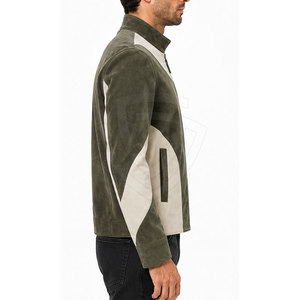 High Quality <b>Suede</b> <b>Leather</b> <b>Jacket</b> Featuring Modern Zip Front Design Comfortable Texture For Men Outdoor And Casual Clothing - Product Image 6