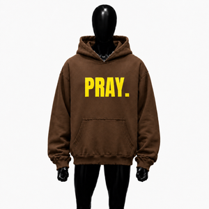 เสื้อฮู้ดโอเวอร์ไซส์สีน้ำตาลลายกราฟิกพร้อมตัวอักษรสีเหลือง สไตล์สตรีทแวร์ เสื้อพูลโอเวอร์แบบสวมหัว ยูนิเซ็กส์ แฟชั่นลำลอง เสื้อฮู้ดสำหรับผู้ชาย - Product Image 1
