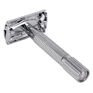 Long Handle Stainless Steel Reusable Safety <b>Razor</b> with <b>Single</b> Edge <b>Blade</b> Textured Handle for Men - Product Image 1