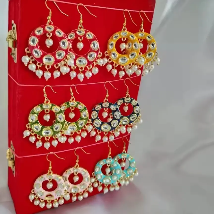 Jhumka Meenakari Earrings Tops Colorful Kundan Jhumki Women Jewelry Wedding Gifts And Favor Party Gift For Her Traditional Wear