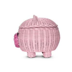 Cute Pig Toy <b>Storage</b> <b>Basket</b> Rattan Nursery Room Furniture Kids Room Organizer For Toys And Books Decorative Craft Wholesale - Product Image 2