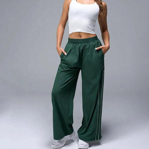 Men's Wide Leg Jogger Pants Elastic Waist Side Stripe Breathable Lightweight Polyester Casual <b>Summer</b> <b>Trousers</b> - Product Image 2